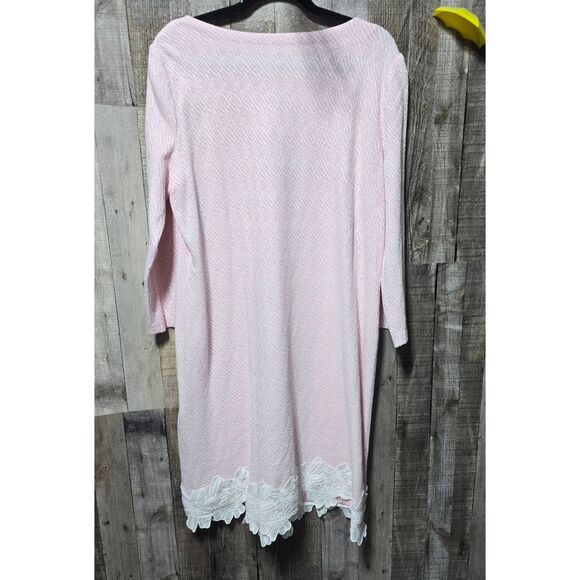 Ming Wang Floral Lace Hem Knit Sheath Dress Whisper Pink NWT $240 - Picture 5 of 8